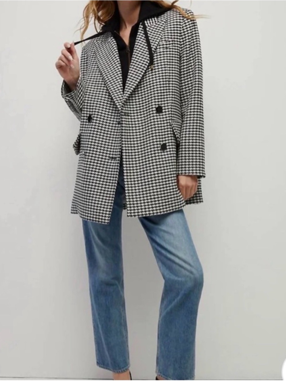 Veronica Beard Hutchinson Jacket In Black and White Houndstooth size XS ($798)